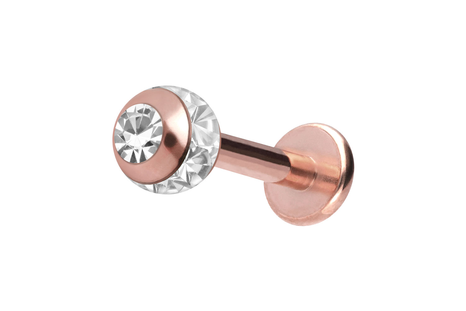 Chirurgenstahl Labret EPOXY-RING-KUGEL + KRISTALL